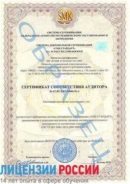 Образец сертификата соответствия аудитора №ST.RU.EXP.00006191-1 Каменск-Уральский Сертификат ISO 50001